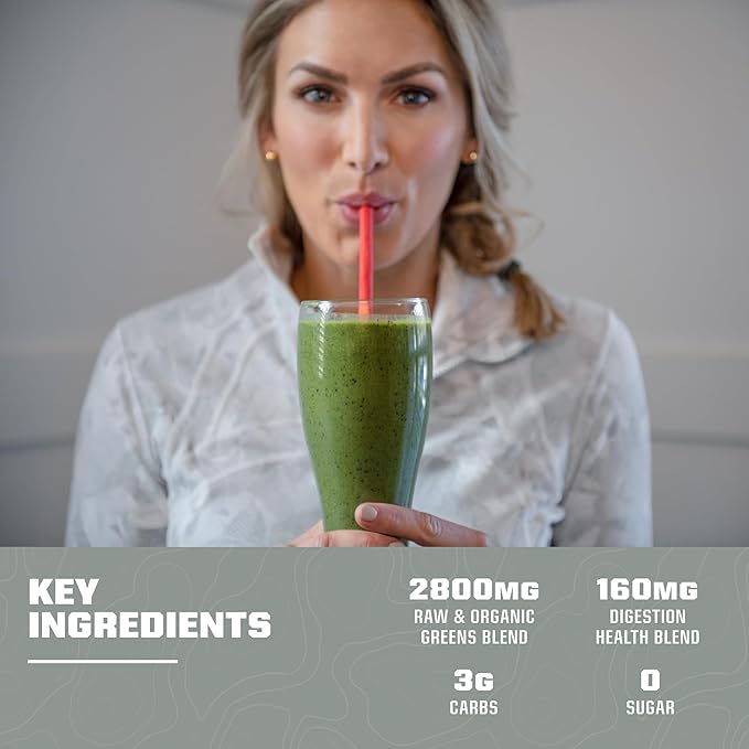 MTN OPS Greens Organic Greens Superfood Powder with Super Greens Antioxidants Digestive and Immune Support Strawberry Flavor 30 Servings