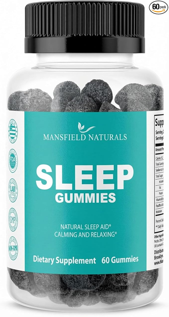 Sleep Gummies with Melatonin L-Theanine &amp Botanicals - Fall Asleep Faster Stay Asleep Longer - Natural Berry Flavor - 60 Count