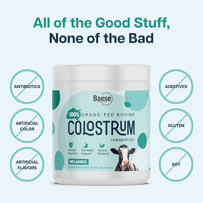 4000mg 800 IgG Grass Fed with Probiotics Bovine Colostrum Powder Supplement for Kids &amp Adults with Immunoglobulins (132 Grams Unflavored)