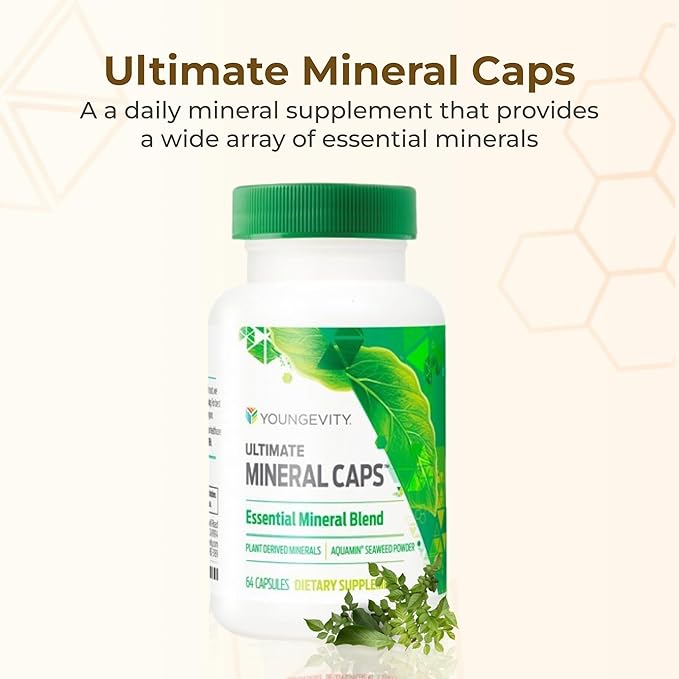Youngevity Ultimate Mineral Caps™ - 70+ Essential Full Spectrum Trace Minerals - Nutrient-Dense Derived from Humic &amp Aquamin Seaweed (64 Capsule) (Pack of 4)