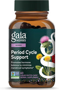 Gaia Herbs Period Cycle Support - Supports Hormone Balance &amp PMS Relief* - Herbal Supplement with Vitex Berry &amp Schisandra - Free from Gluten Dairy &amp Soy - 60 Vegan Capsules (60 Servings)