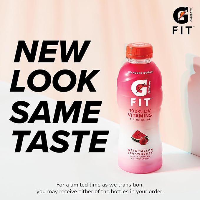 Gatorade Fit Electrolyte Beverage Healthy Real Hydration Watermelon Strawberry 16.9.oz Bottles (12 Pack)