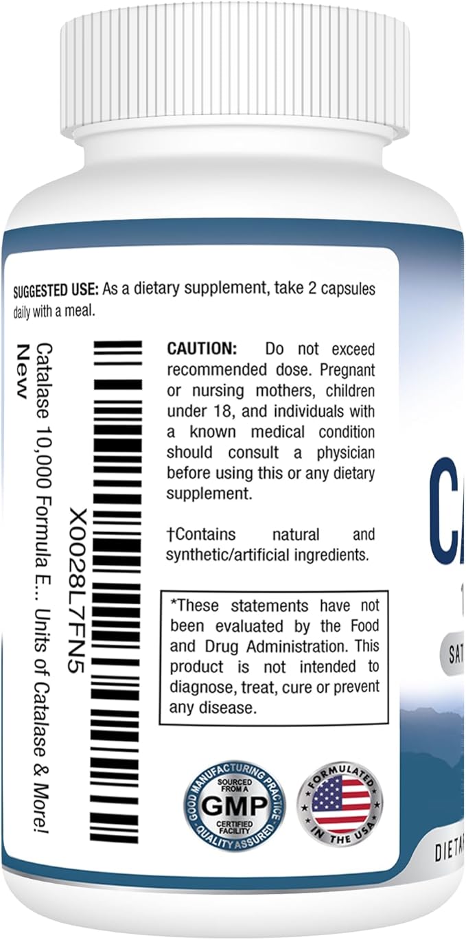 Best Earth Naturals Catalase Supplement 10000 with Saw Palmetto Biotin Fo-Ti PABA - Hair Supplements for Strong Hair - 60 Capsules