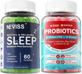 NEVISS Melatonin Free Sleep Aid Gummies &amp Sugar Free Probiotics Gummies