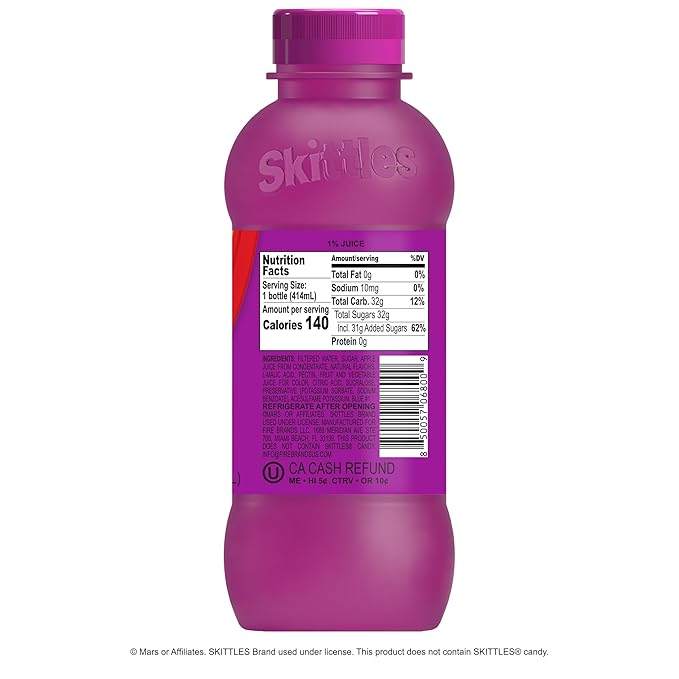 SKITTLES™ Candy Flavored Drink - Wild Berry Flavor | Bulk Candy Drinks with Fruity Flavors | 12 Fl oz. Bottles Pack of 12