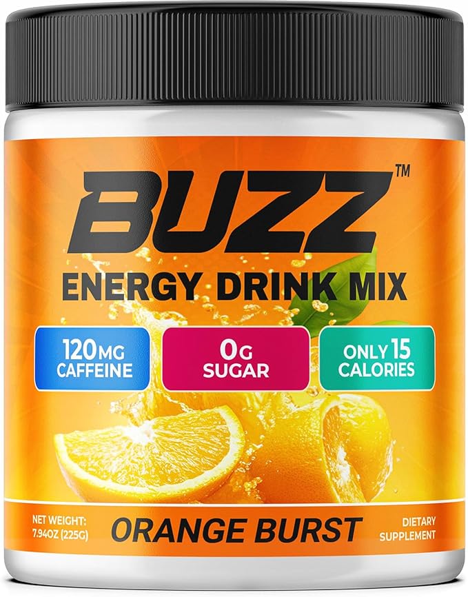 Morning Buzz Energy Drink Powder - Energy Boost Drink Mix - Sugar-Free Energy with Antioxidants - Morning Kickstart and Sports Nutrition Endurance Product - 30 Servings Orange Burst 8 Ounces