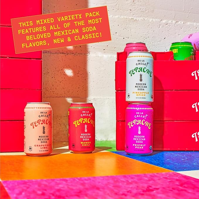 De La Calle Tepache - Mixta Variety Pack - Modern Mexican Soda - Craft Fermented Pineapple Sparkling Beverage - Certified Organic Antioxidant Rich Non-Alcoholic Healthy Soda Low Sugar Low Calorie
