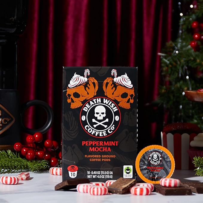 Death Wish Coffee Peppermint Mocha Flavored Coffee Pods (30 Count)