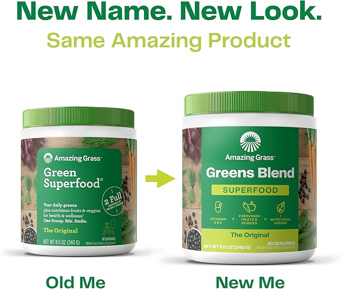 Amazing Grass Greens Superfood Blend with Organic Spirulina Digestive Enzymes - 100 Servings &amp Orgain Hydrolyzed Collagen Peptides Powder 20g Grass Fed Collagen - Hair Skin Nail &amp Joint