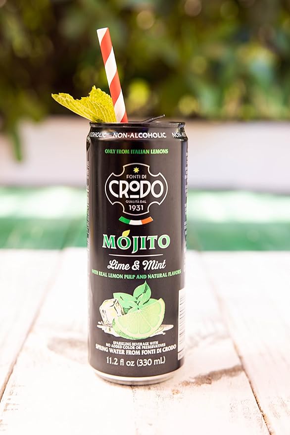 Fonti Di Crodo Mojito Italian Sparkling Beverage with Lime &amp Mint 11.2 Oz. Cans (Pack of 24)