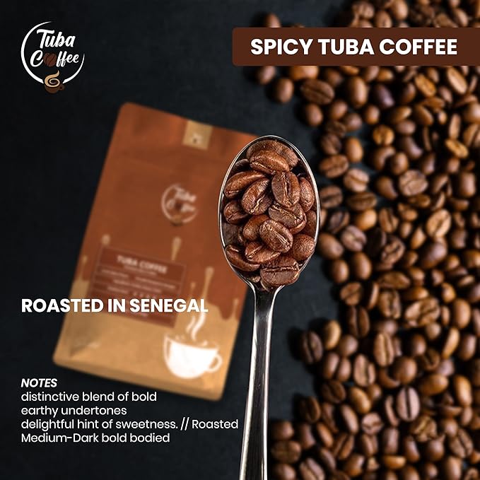 Tuba Coffee: Iconic Spicy Flavor | Proudly Roasted in Senegal | Arabica with Selim | Medium-Dark Roast | Ground | 12 0Z (340g) (1)
