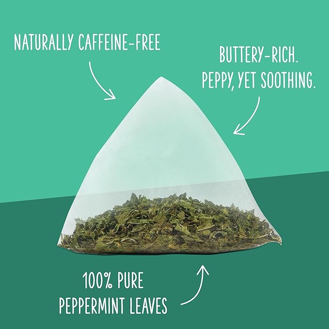 Two Leaves and a Bud Organic Peppermint - 50 Naked Tea Sachets Naturally Caffeine Free Whole Leaf Herbal Tea in Eco-Friendly Unwrapped Compostable Sachets Resealable Bag 50 Count (Pack of 1)