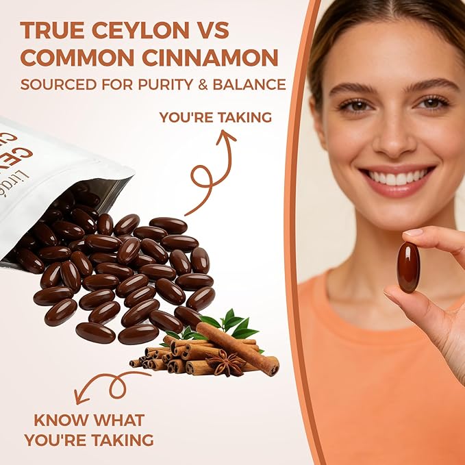 LIRAE Ceylon Cinnamon Ceylon Cinnamon Soft Gels Equivalent with Mct Oil Highly Bioavailable Herbal Extract | Non-GMO Gluten Free | 300 Softgel (2)