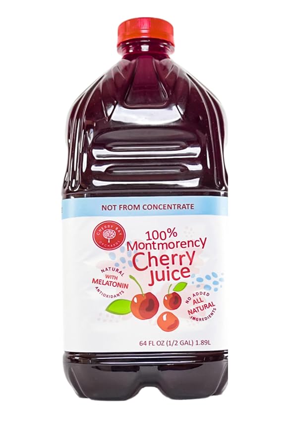 Cherry Bay Orchards Tart Cherry Juice (64 oz Bottle) - 100% Natural Cherry Juice Not From Concentrate Boosts Immunity Improves Sleep - No Added Sugar Gluten Free Non GMO