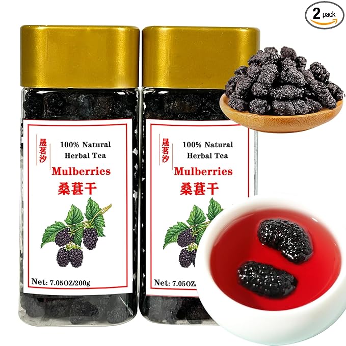 Dried Black Mulberries 桑葚 桑葚干 Black Mulberry Tea Mulberries Tea 14.11oz 400g(200g*2) Herbal Tea Health Snack No Sugar No Addition