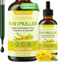 Mullein Drops For Lungs Liposomal 14 In 1 Mullein Leaf Extract For Lungs Mullein Drops with Elderberry Chlorophyll Thyme - for Lung Cleanse Detox Respiratory Immune Health 3 Fl 0Z Mint Flavor