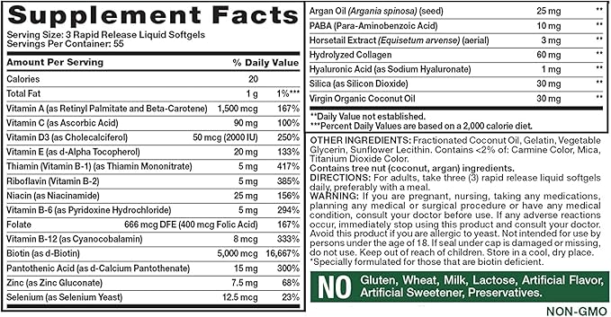 Nature's Truth Superior Strength Hair/Skin/Nails with Argan/Coconut Oil/Collagen (Pack of 2)