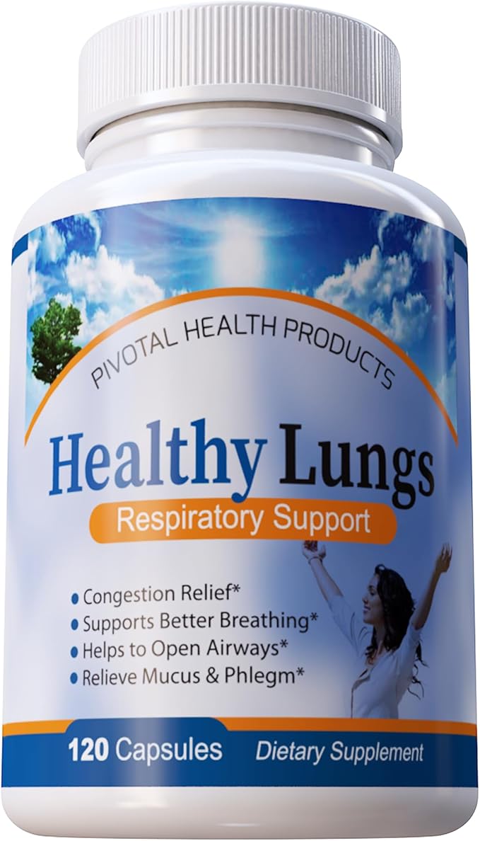 Healthy Lungs 120 Capsules - Improve Lung Function Breathe Better Stop Mucus Phlegm and Allergies Quickly. Get Relief Fast with Healthy Lungs an All Natural Lung Health Supplement
