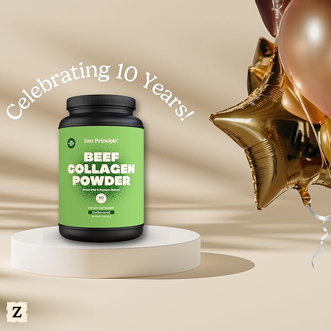Zen Principle Grass-Fed Agglomerated Hydrolyzed Collagen Peptides 3 lb. Anti-Aging Protein Powder for Healthy Hair Skin &amp Joints. Paleo and Keto Friendly GMO and Gluten Free Pasture-Raised Bovi