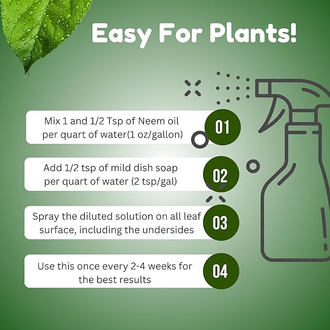 Organic 100% Cold Pressed Neem Oil (32 Fl Oz) - Pure Neem Oil for Hair Skin Nails Pets Indoor &amp Outdoor Plants &amp Garden - Unrefined All Natural Concentrated Multipurpose.