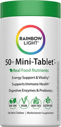 Rainbow Light - 50+ Mini-Tablet Food-Based Multivitamin - Age-defense Formula Probiotic and Antioxidant Formula Vitamins and Minerals Support Immune Heart Skin Eye Bone and Prostate - 180 Tablets