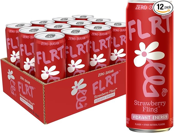 FLRT Energy Strawberry Fling Clean Energy Energy Drink 12 Fl Oz (Pack of 12)
