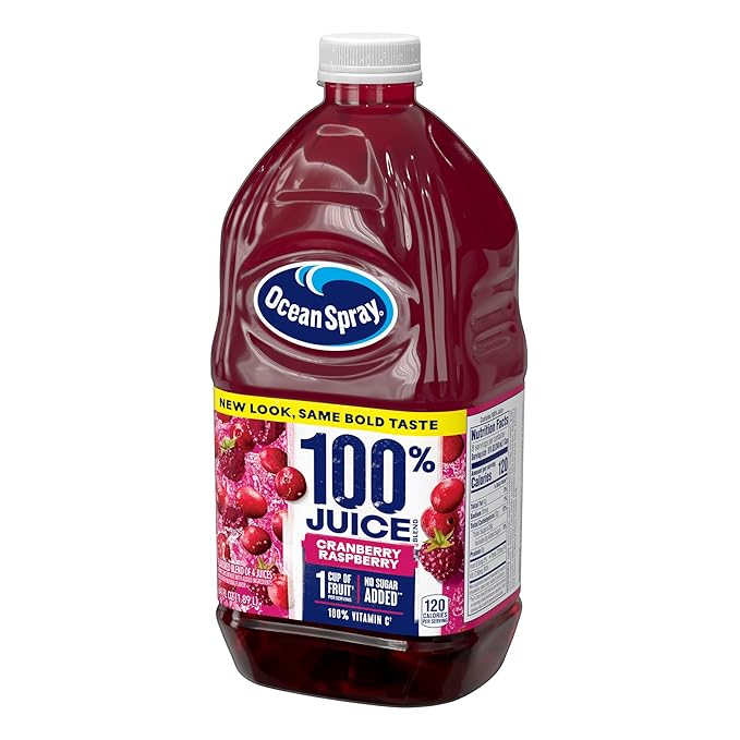 Ocean Spray® 100% Juice Cranberry Raspberry Juice Blend 64 Fl Oz Bottle (Pack of 8)