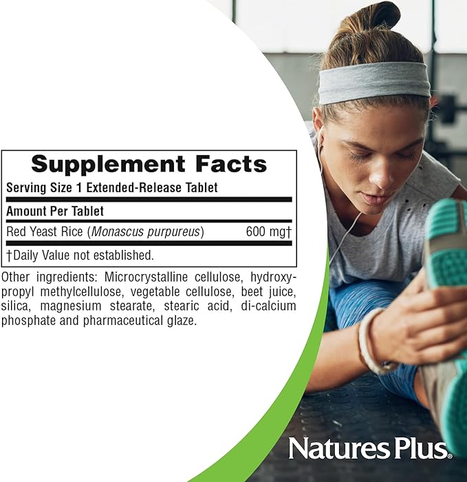 NaturesPlus Herbal Actives Red Yeast Rice Extended Release 600 mg - 60 Tablets Pack of 2 - Supports General Well-Being - Vegetarian Gluten Free - 120 Total Servings