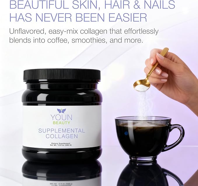 YOUN Beauty Supplemental Collagen Powder by Holistic Plastic Surgeon Dr. Anthony Youn 30 Servings (Unflavored) – Fortigel Fortibone &amp Verisol Multi-Collagen Peptides for Skin Health