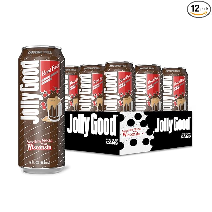 Jolly Good Classic Old Fashioned Root Beer Soda Flavored Soda Pop Drink Caffeine Free Soft Drinks for Adults &amp Kids Craft Soda for Mocktails &amp Cocktails Made in America 12 Oz Can 12 Pk