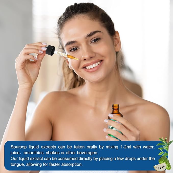 Soursop Bitters Liquid Drops Supplement with Irish Sea Moss &amp Turmeric for Cellular Support Immune System Boost Liver Health Soursop Graviola Liquid Leaves Extract 2 Month Supply 60ML