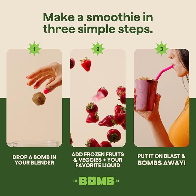 The Bomb Co. Blender Bomb The Original &amp Glow-Getter High Fiber Smoothie Supplement With Superfoods &amp Amino Acids Smoothie Mix With Hemp Flax and Chia Seeds 20 Servings
