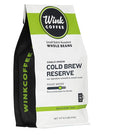 Wink Coffee Medium Dark Roast Large 2.2lb bag Low Acid Whole Bean Coffee 'Cold Brew Reserve' Single Origin Colombian Arabica Beans Smooth Sustainably Sourced