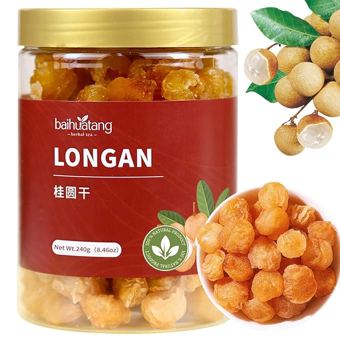 Baihuatang Natural Dried Longan Pure Fruit (240g) - Natural Thai Longan Seedless &amp Additive-Free for Tea &amp Recipes 桂圆干 龙眼肉