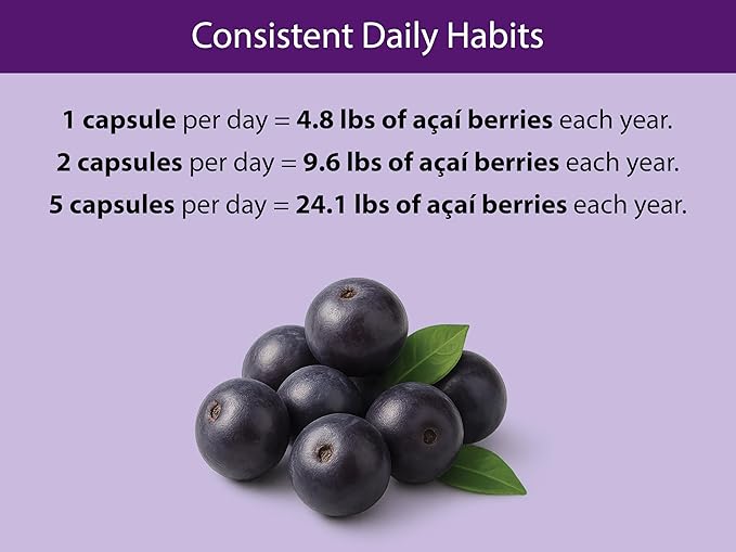 KOYAH - Organic Acai Capsules - Freeze-Dried 600 mg Vegan Gluten-Free Non-GMO. Antioxidant Support. 60 Capsules