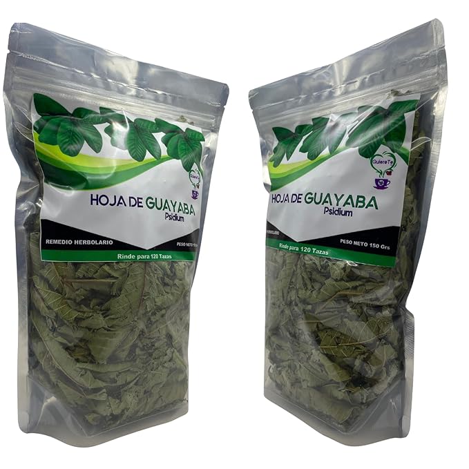 Guava Leaves Quiere Te 5.3 oz (150 grams) 2 Pack Up to 200 Cups Dried Whole Guava Leaves Psidium Guajava Loose Leaf Tea Resealable Bag Product From Mexico 100% Natural Infusion Herbal