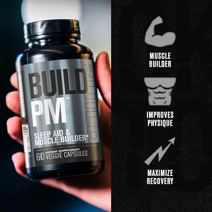 Jacked Factory Build PM Night Time Muscle Builder &amp Sleep Aid (60 Capsules) &amp Essentials Muscle Builder - Daily Strength Builder for Men with Peak ATP (30 Capsules)
