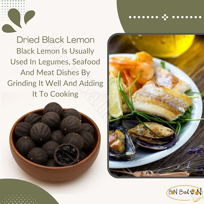 BonBalloon Pure &amp Organic Black Limes Lemon Limu Lime limon Whole Dried Dry Fresh Natural Herbal Herb Tea Seasoning Spice Spices Cooking Vegan Kosher Halal ( 17.64 oz / 500 gm ) ليمون مجفف اسود حل