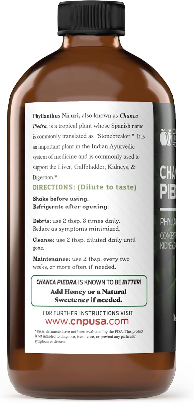 Chanca Piedra Organic Liquid Extract 16oz - Natural Stone Breaker Dissolver Kidney Cleanse Support Phyllanthus Niruri Concentrate Tincture Alcohol Free Cold Pressed Concentrate Formula USA Made