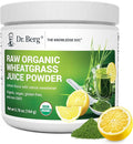 Dr. Berg USDA Certified Organic Green Powder Superfood (60 Servings) - Made with Raw Wheatgrass Chlorophyll Trace Minerals &amp Natural Enzymes - Non-GMO Green Superfood Powder - Lemon Flavor