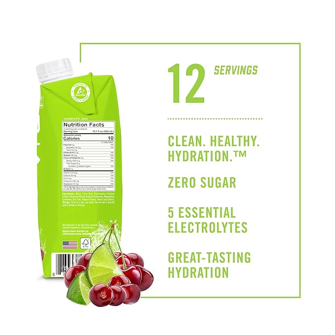 BioSteel Cherry Lime Sports Drink 12-Pack Sugar Free with Essential Element Electrolytes - Clean Rapid Hydration and Advanced Recovery for Optimal Performance - Caffeine Free Keto Friendly