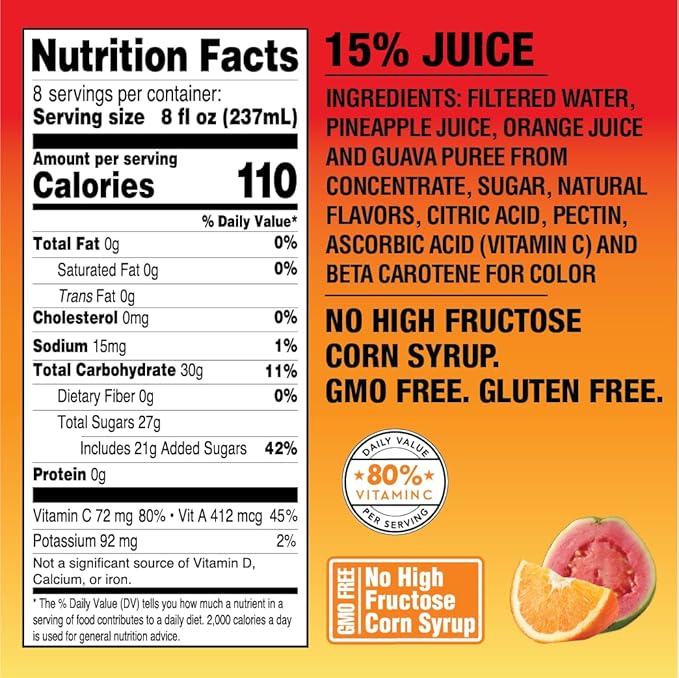 Langers Juice Cocktail Pineapple Orange Guava 64 Fl Oz (Pack of 8)
