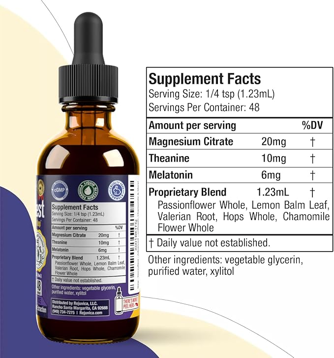 Advanced Sleep Support Supplement - Liquid Delivery for Better Absorption - Melatonin Magnesium Theanine Valerian Passionflower Chamomile &amp More!