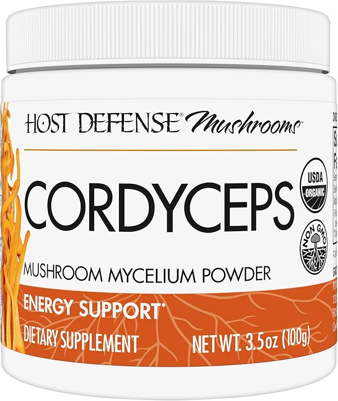 Host Defense Cordyceps Powder - Immune &amp Energy Support Supplement - Kidney Health Supplement with Cordyceps Mushrooms - Fitness Support Supplement to Aid Oxygen Uptake - 3.5 oz (66 Servings)*