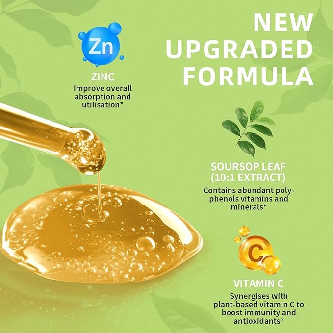 Lukaree Pure Soursop Leaves Extract 10X Concentrated Graviola Soursop Bitters Liquid Drop for Immune Digestive Energy Cold-Extracted with High Potency Alcohol-Free Vegan &amp Non-GMO