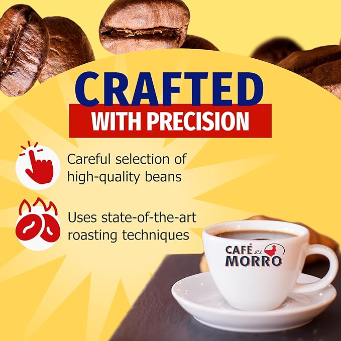 Café El Morro Dark Roast Espresso Ground Coffee Bulk Coffee Authentic Puerto Rican Style Coffee Vacuum Sealed Ground Espresso Beans 6 oz (4-Pack)