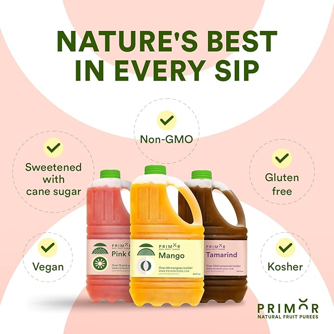 Primor Fruit Purees | Made with Real Fruit | Countless Applications: Juices Smoothies Cocktails Desserts and More - Guanabana