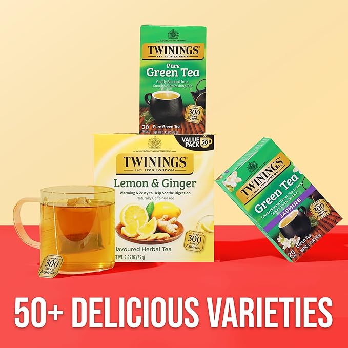 Twinings Green Tea with Jasmine Individually Wrapped Bags 20 Count (Pack of 6) Fragrant Floral Scent Caffeinated Enjoy Hot or Iced 120 Teabags