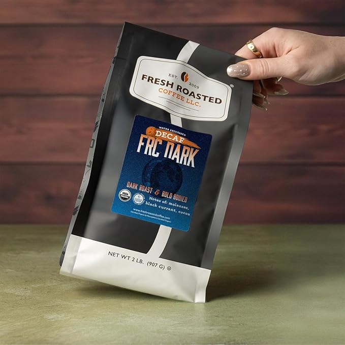 Fresh Roasted Coffee Organic FRC Dark Water-Processed Decaf | USDA Organic Kosher | Dark Roast 2 lb (32 oz) Whole Bean