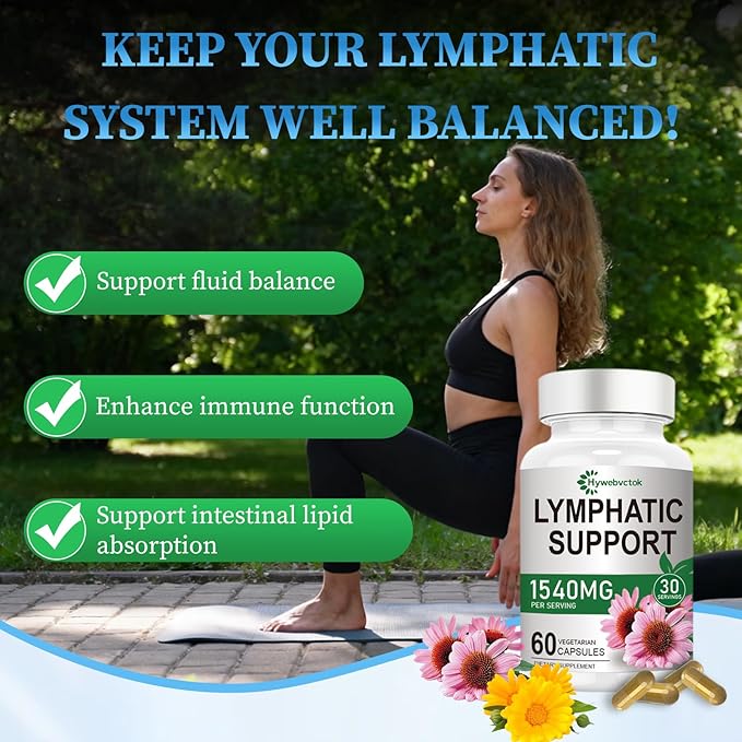 1540mg Lymphatic Drainage Supplements Lymph System Support Supplement for Women Men with Dandelion | Cleavers | Burdock | Echinacea | RutinReduce Swelling Lymphatic Cleanse &amp Detox 60 Capsules
